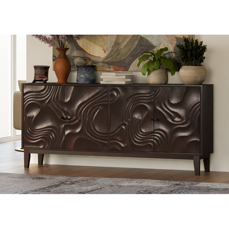 4-door Carved Solid Wood Sideboard