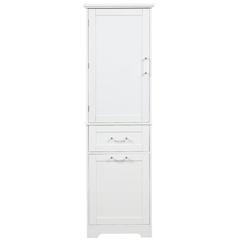 Tall Bathroom Storage Cabinet, Freestanding Storage Cabinet with Two Different Size Drawers and Adjustable Shelf, MDF Board with Painted Finish