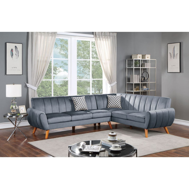 Canapé modulaire moderne en similicuir 2 pièces, Gris foncé, Gris foncé