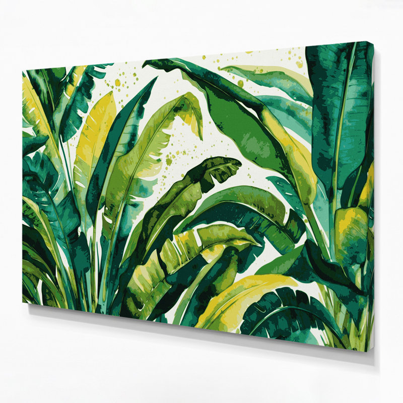 «Hawaiian Banana Leaves», art mural sur toile verte, H 20 po x l 24 po