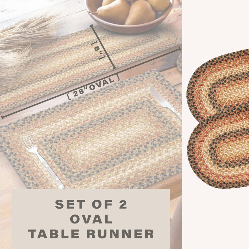 Chemin de table d'intérieur en jute de qualité supérieure - ensemble de 2, taille 8 po x 28 po, Russett