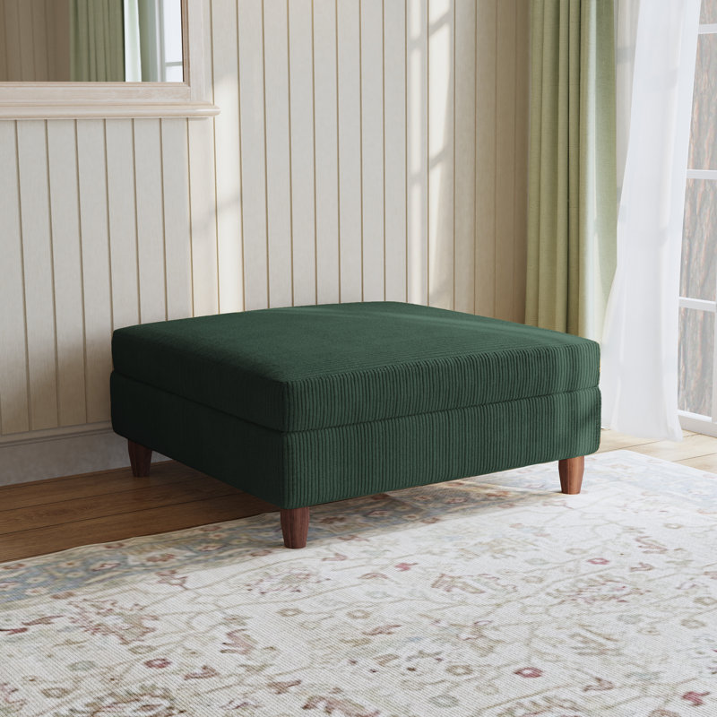 Seemab 102.1Cm Wide Square Standard Ottoman, Hunter Green