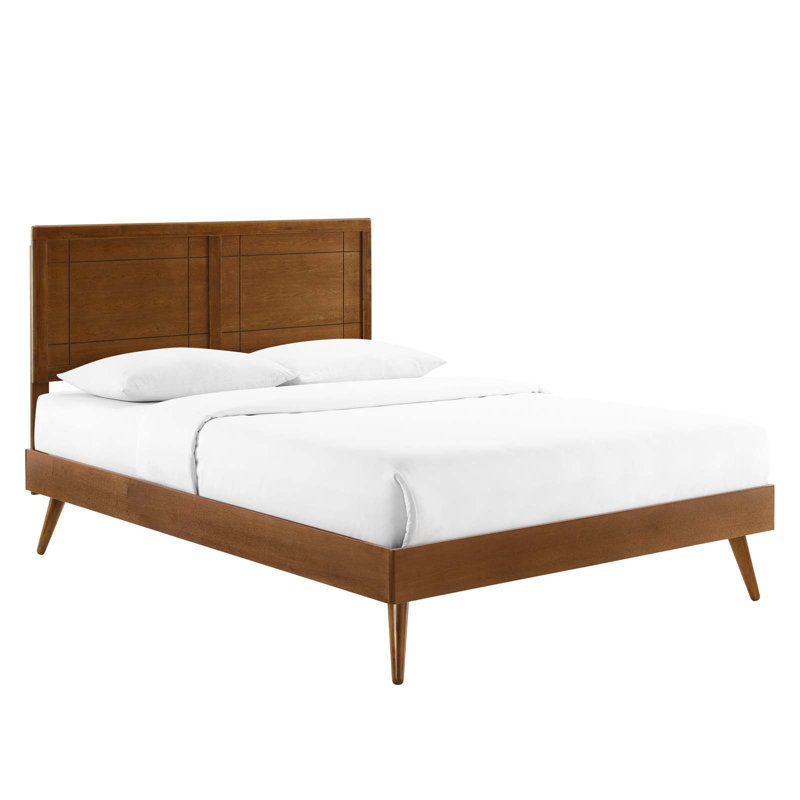 Marlee Wood Platform Bed with Splayed Legs, Full/Double, Walnut
