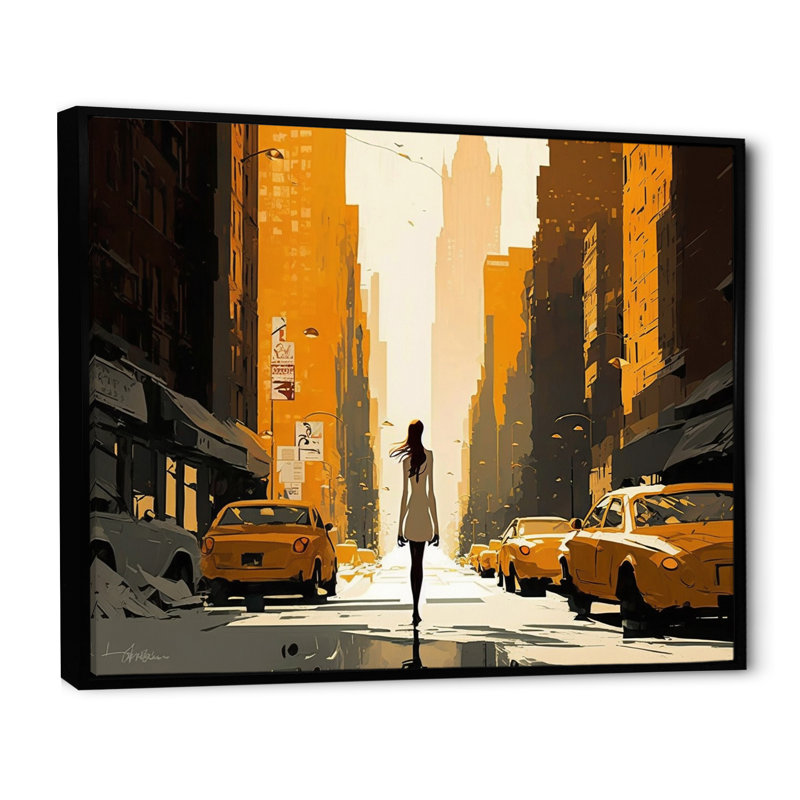 «Young and Stylish in New Ork», reproduction sur toile, Cadre flottant noir, 30" H x 40" W