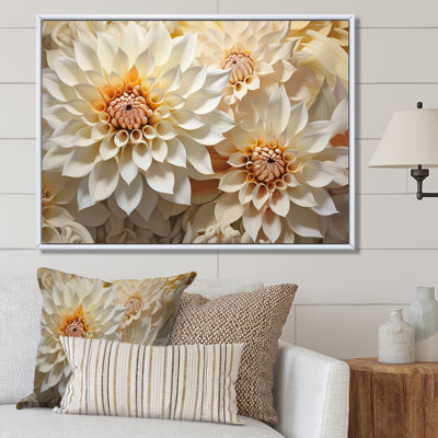 Dahlia blanc minimalisme sur toile