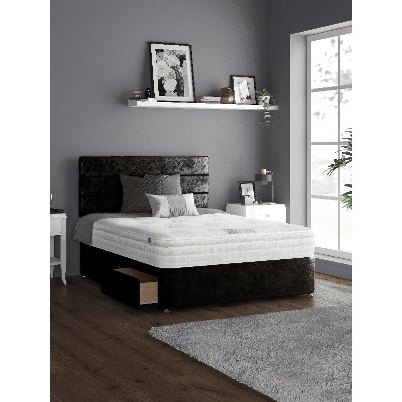 Notus Divan Bed Base, Single (3'), Black, 2 Left Drawers