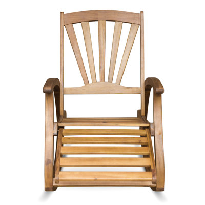Weather Rocking Chair In , Made From Strong Wood And Foldable Footrest Built With Resistance, Retractable