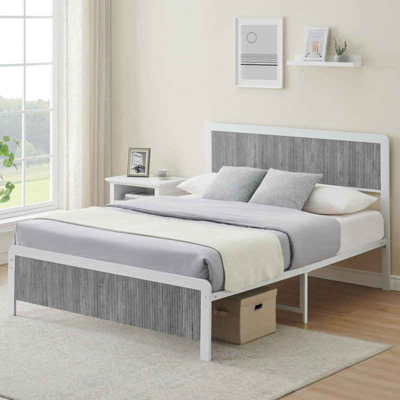 Lit plateforme Bergfield, gris, Grand
