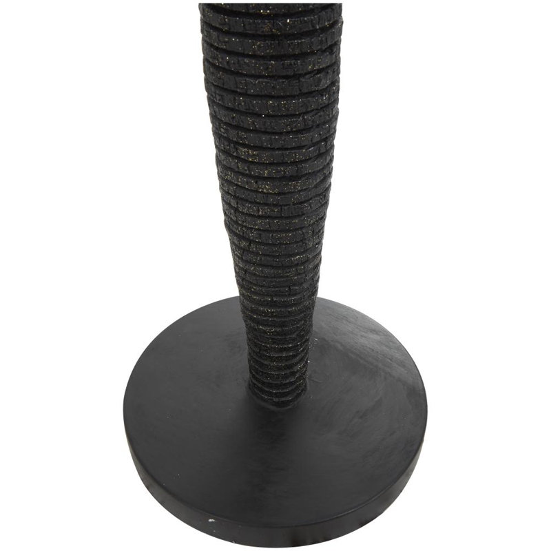 Grande sculpture en polystone noire avec silhouette nervurée et corps scintillant, H 53,2 po x l 10 po x P 10 po