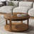 Round Wood Coffee Table with Shelf