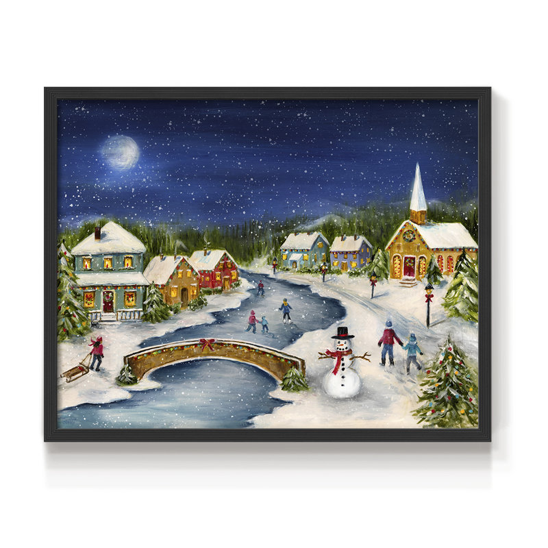 Winter Village - reproduction encadrée - réarmable, H 8 po x l 10 po, Noir