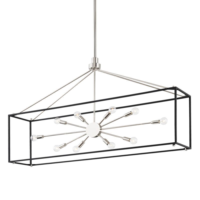 Glendale 10 Light Linear, Polished Nickel/Black