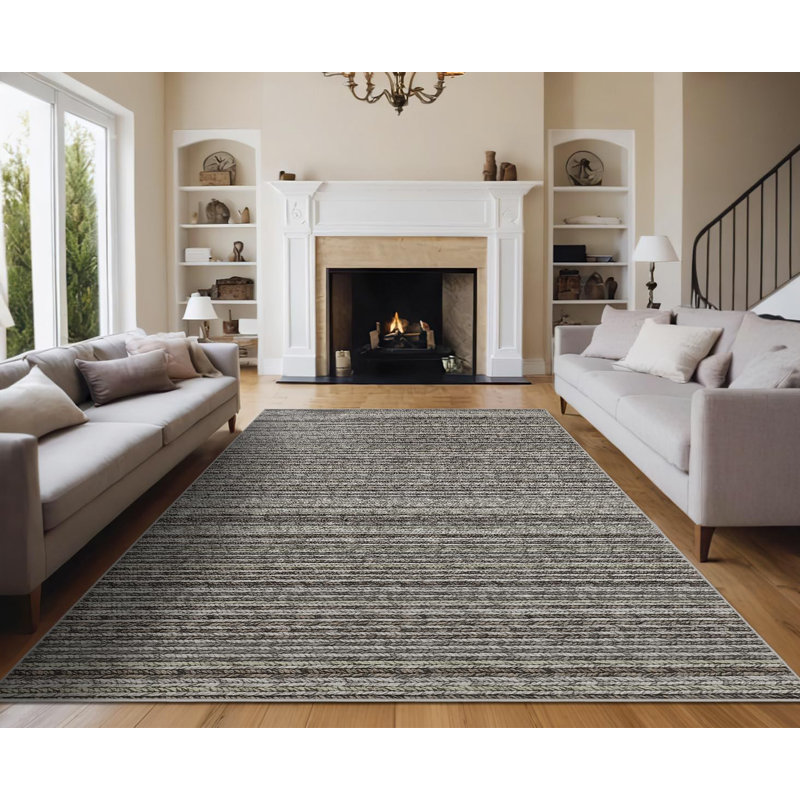 Washable Hallway Runner Rug 2x6 Modern Abstract Accent Carpet Non-Slip Backing Non-Shedding Contemporary Striped Transitional Rug Runner BedroomGrey