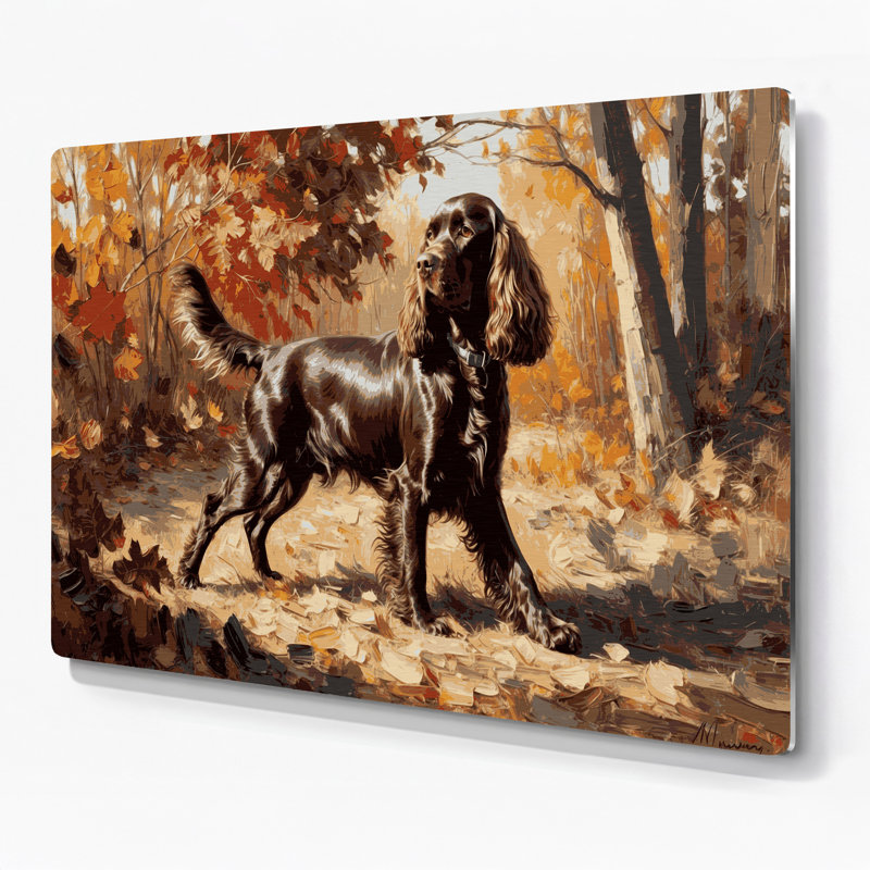 «Dogs Field Spaniel», art mural en métal brun, H 11 po x l 14 po