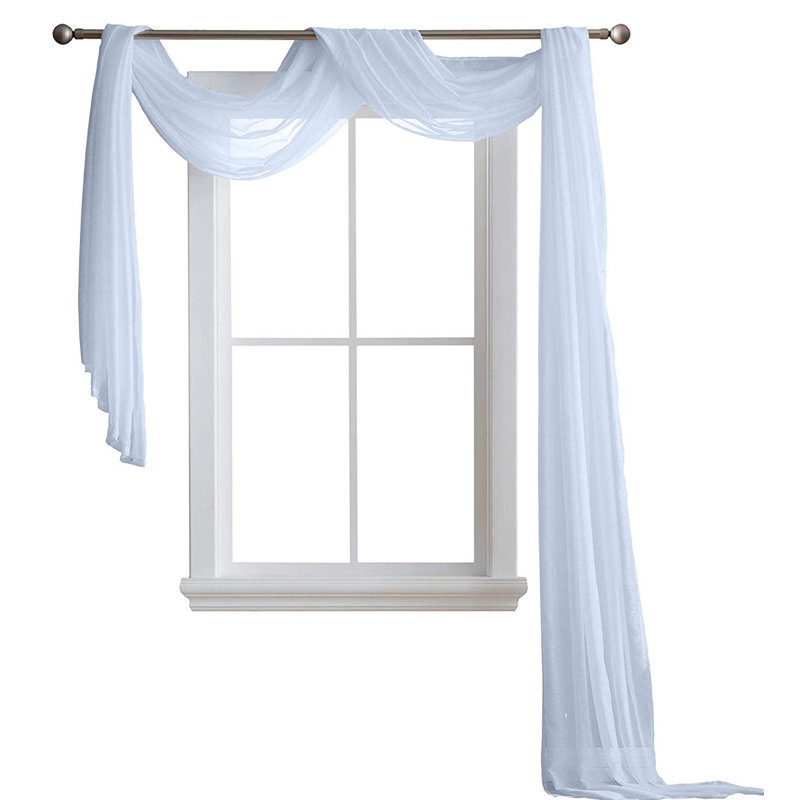 Écharpe de fenêtre semi-diaphane Karina, L 54 po x L 144 po, Argent argent