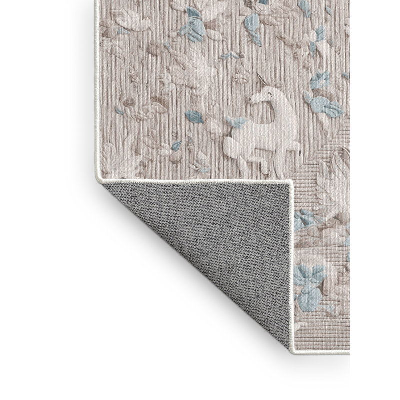 Machine Washable Beige Area Rug, Round 3'