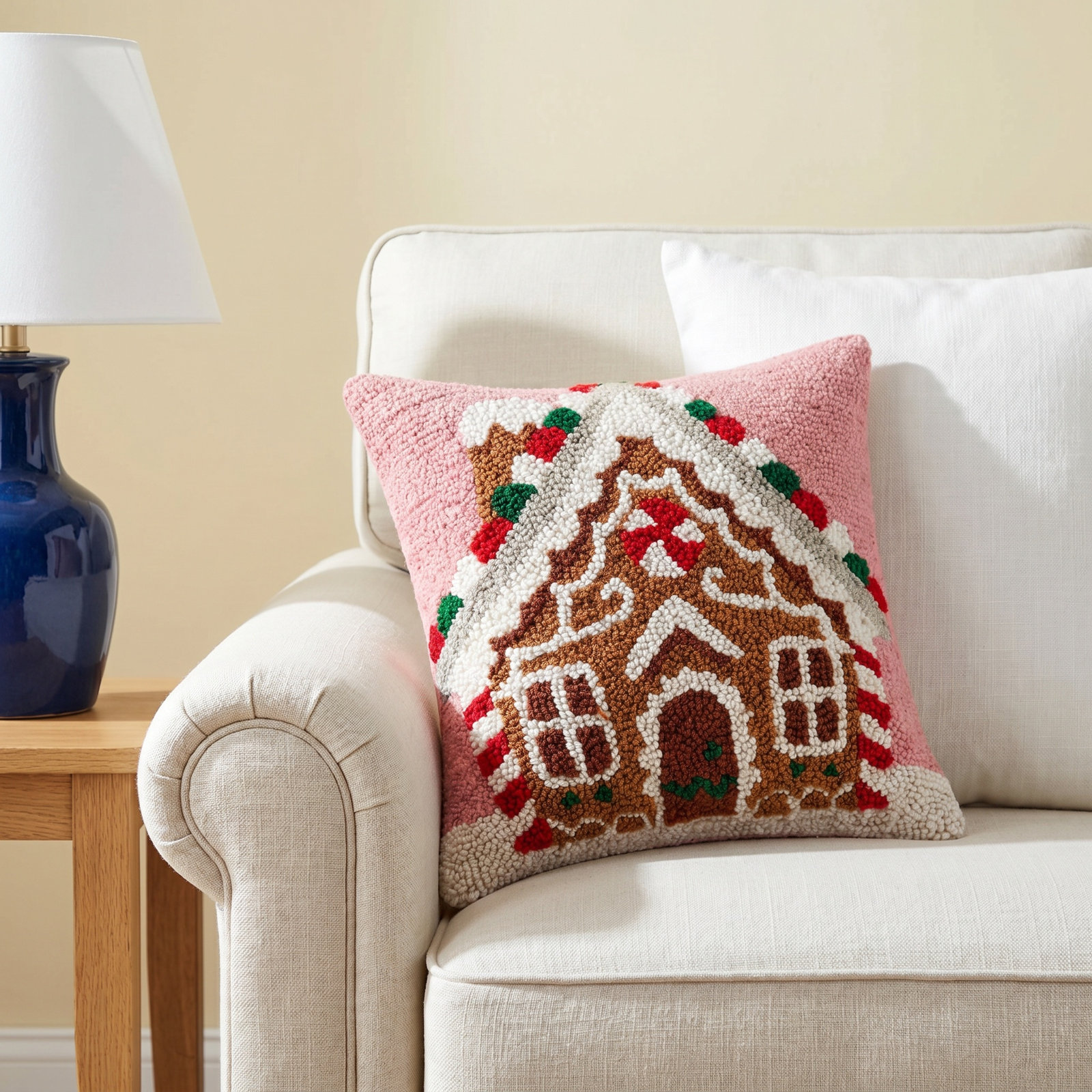 14" x 14" Gingerbread House Throw Pillow