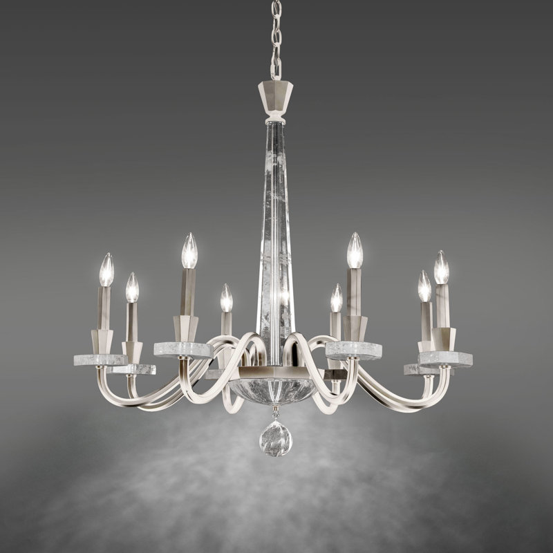 8 - Light Chandelier, Antique Silver