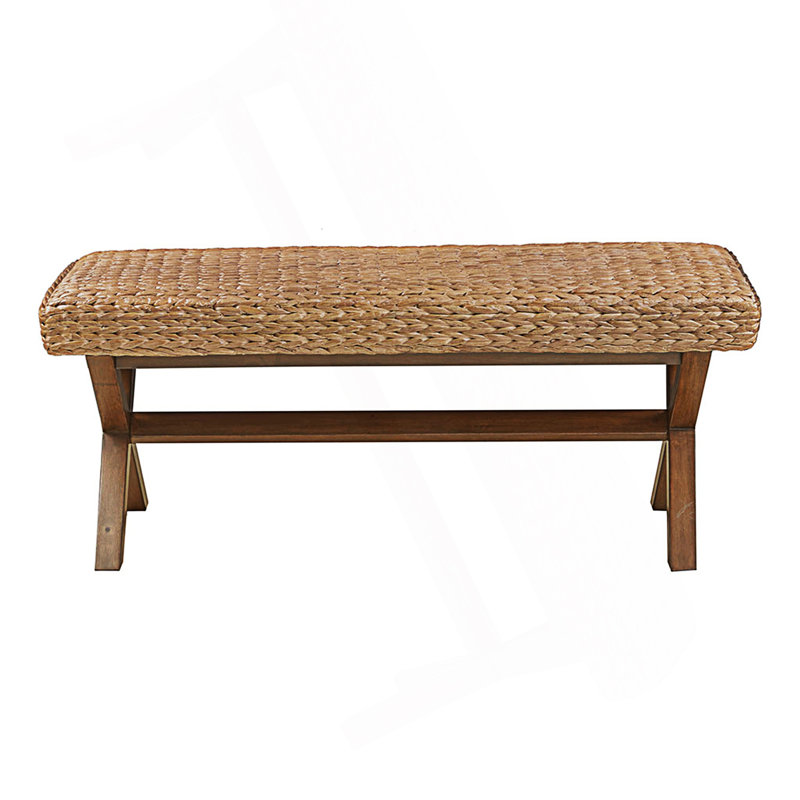 Woven Water Hyacinth Top Bench, Bedroom Bench, Exotic And Natural Charm Bench