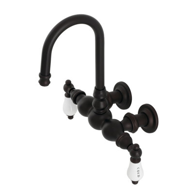 Kingston Brass Vintage Two-Handle 2-Hole Tub Wall Mount Clawfoot Tub Faucet