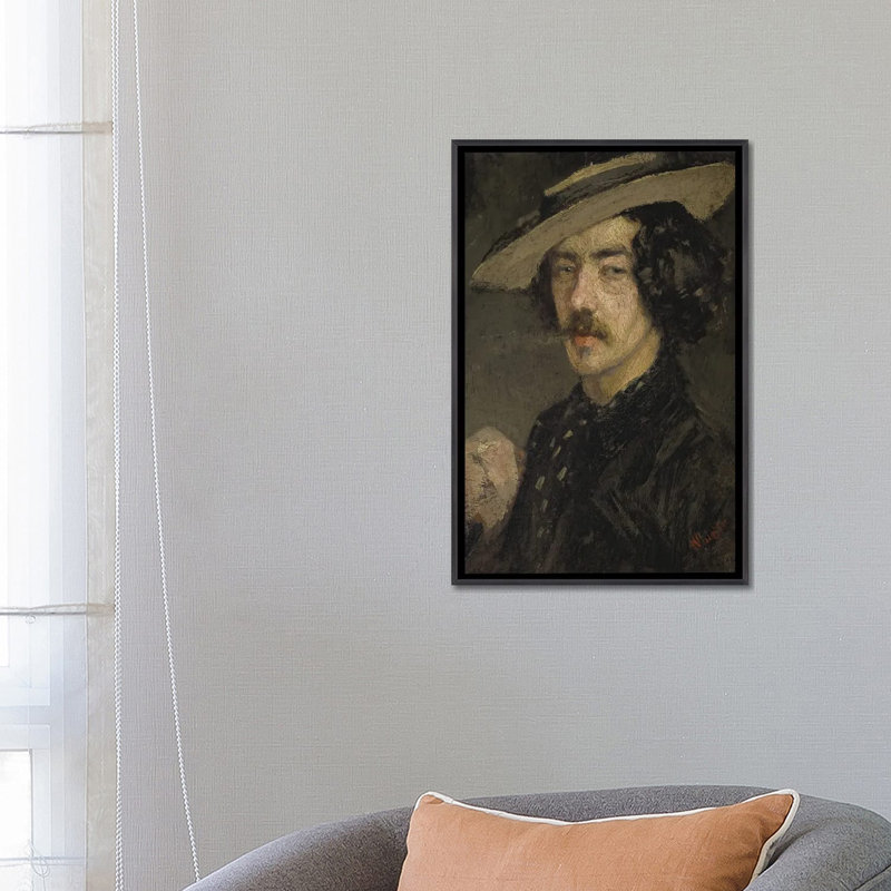 Fumeur - impression d'art mural, 26 po x 18 po, Toile avec cadre, Noir patiné
