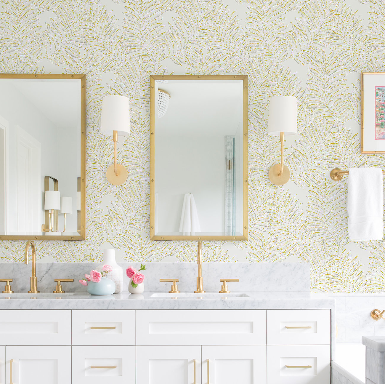 Palmina Modern Floral Wallpaper, Yellow