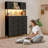 12 Drawer Fabric Dresser with Charging Station & LED Lights, Tall Storage Cabinet with Open Shelves-671283632