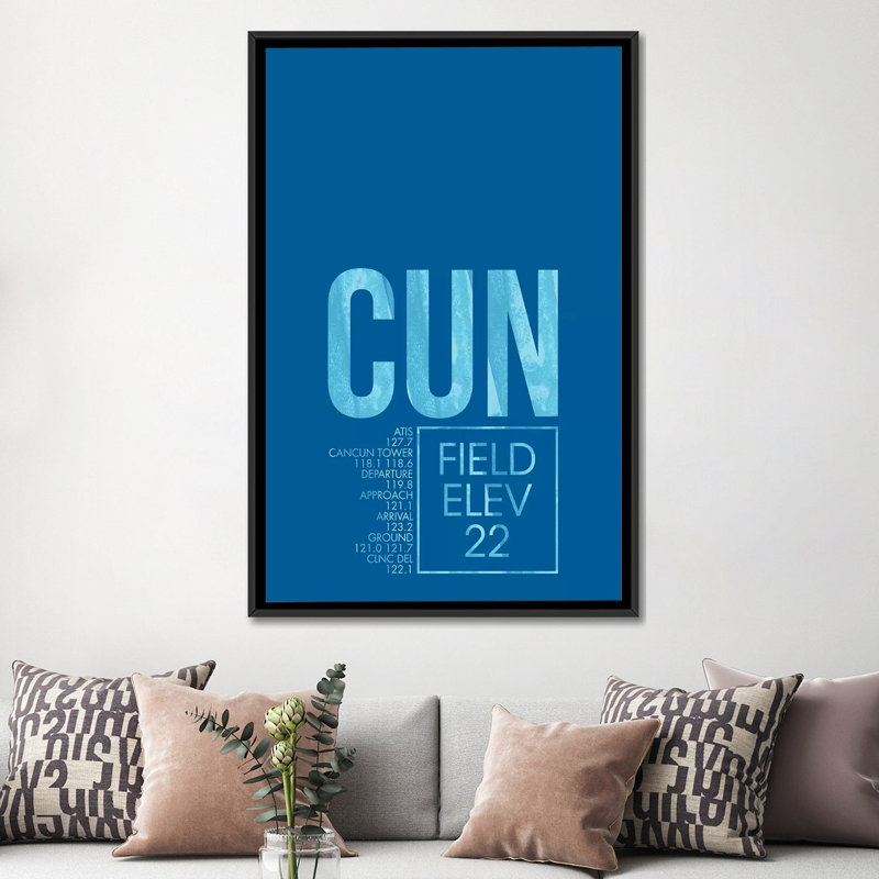 "cancun" , "contrôle de circulation de l’air" , art textuel sur toile tendue, H 60 po x l 40po x P 1,5 po, Pas de tapis