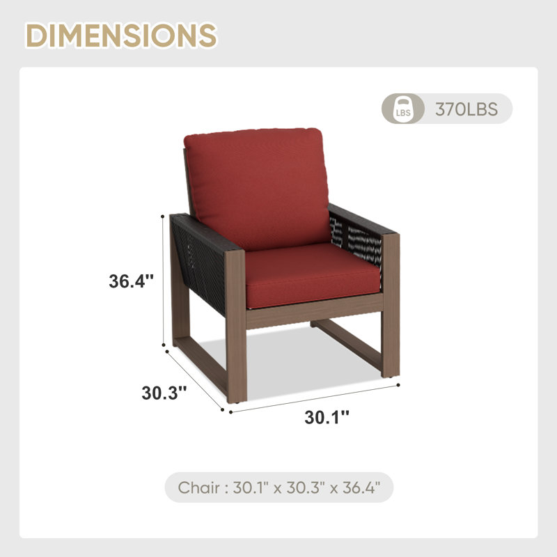 Ensemble de 2 chaises de salle à manger en bois de cèdre brun avec coussins en oléfine pour l'extérieur, Rouge