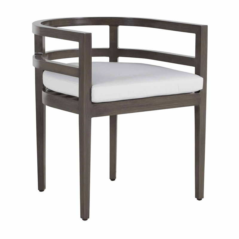 Santa Barbara Aluminum Patio Dining Armchair with Cushion, No Welt, Paper Sky
