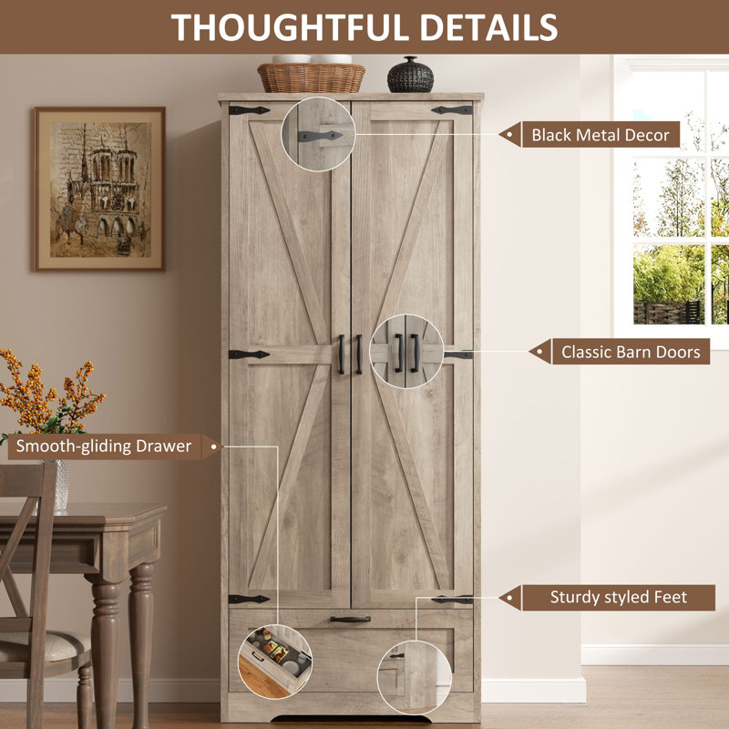 Denizard 65" Kitchen Pantry , Gray