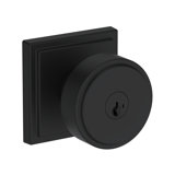 Vashon Keyed Entry Knob with Stepped Square Rose in Lifetime (PVD) Satin Brass