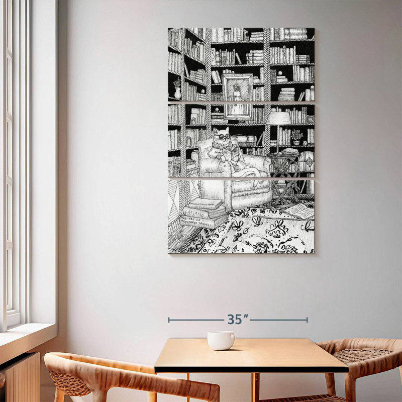 Brampt The Cat's Library, 65" H x 42" W