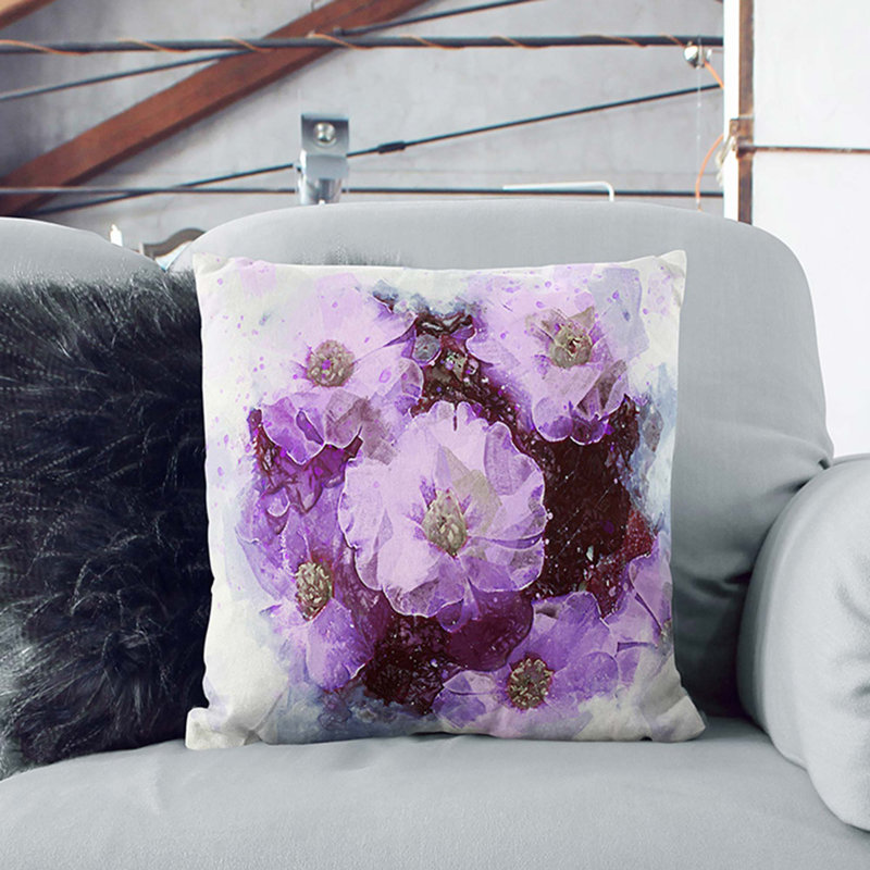 Floral Square Cushion, 55cm H x 55cm W x 20cm D