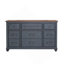 Commode 9 tiroirs, aucun assemblage requis, finition bleue en velours côtelé