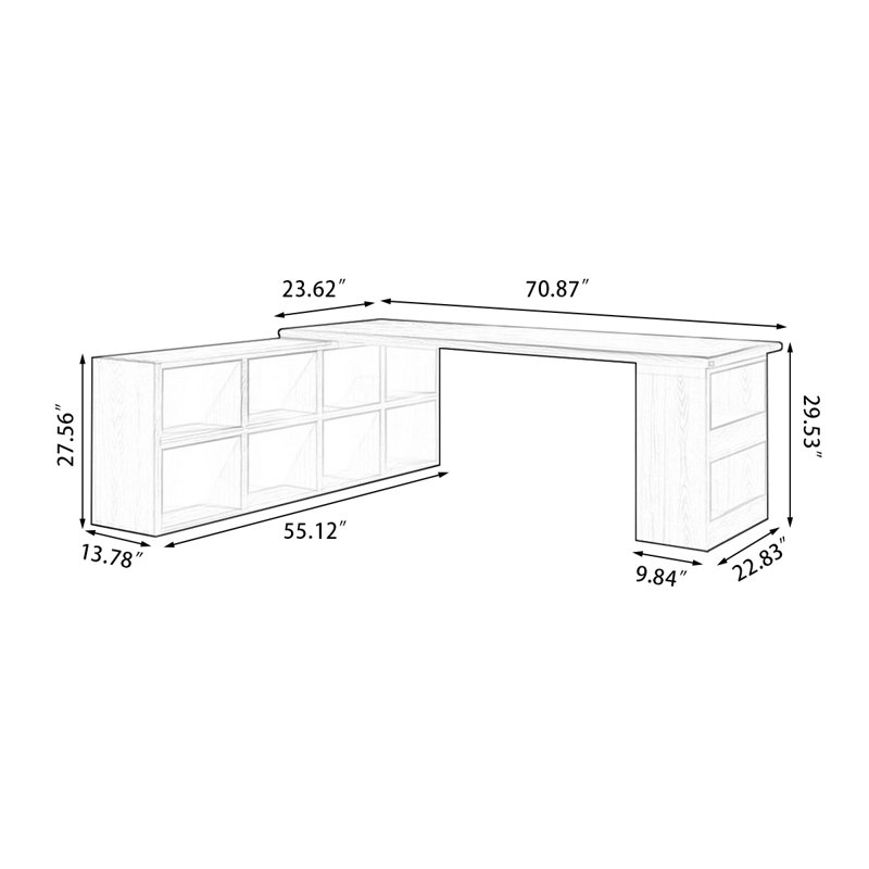 Nut-brown Rectangular Solid Wood  desk, 29.53" H x 70.87" W x 23.62" D