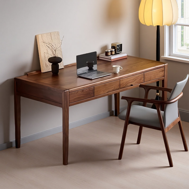 Simple Black Walnut Solid Wood Rectangular Desk