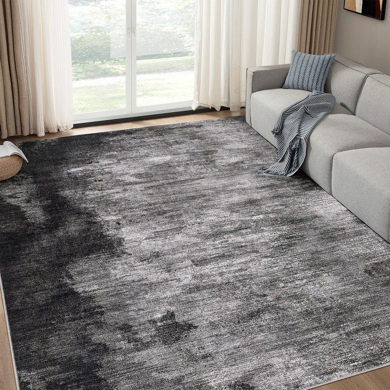 Abstract Modern Boho Area Rug Non-Shedding Low-Pile Carpet for Living Room, Bedroom, or Office, Rectangle 5' x 7'