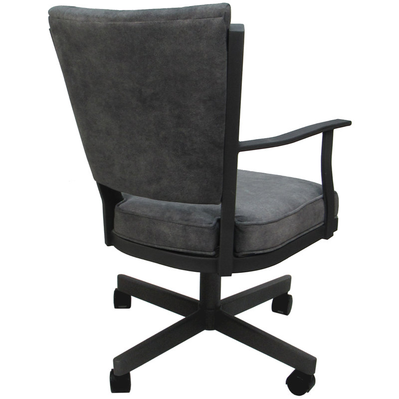 Danyael Metal Dining Caster Chair with Arms, Gray, Outlier Charcoal