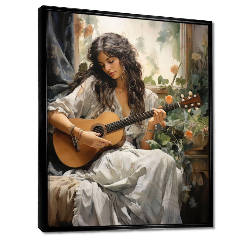 Boho Latina Woman Harmony I - Portrait, reproduction sur toile, H 32 po x l 16 po x P 1 po, Encadrement argenté