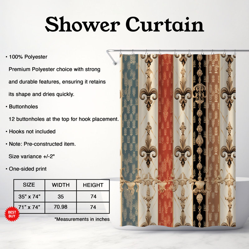 Majestic Damask - Premium Shower Curtain, 74"H x 71"W