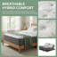 Matelas hybride rafraîchissant en bambou 10 po avec support de bord - simple, simple TG, double, grand, très grand pour isolement de mouvement et base réglable-580729746