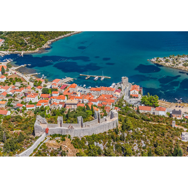 Faraway View Of Mali Ston With Coastline - Wrapped Canvas Print, 81cm H x 122cm W x 3.8cm D