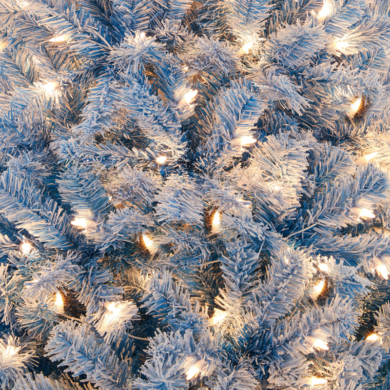Lake Blue Gradient Flocked Artificial Christmas Tree, 6', Pre-Lit