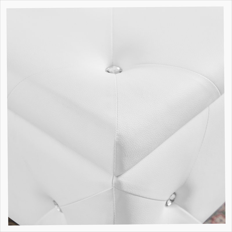 Juilianna Glam Modern Upholstered Storage Bench, White Faux Leather