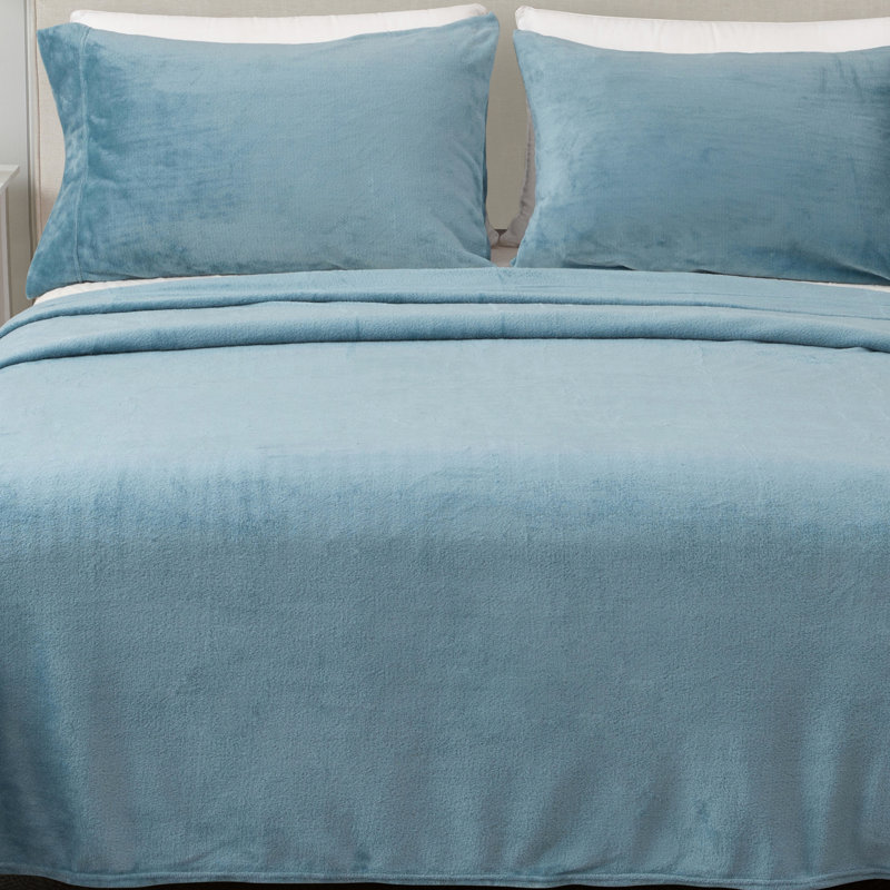 Ensembles de draps en velours ultra doux, Jumeau, Bleu californien