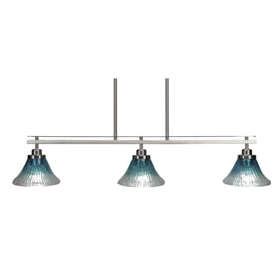Agnon 3 Light Island Light Shown In Brushed Nickel Finish With 7" Glass