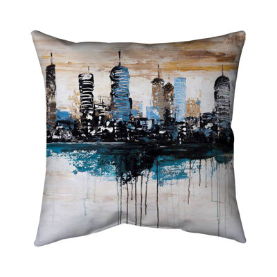 Industrial Blue Pillow - Buildings on the Horizon | Home Decor