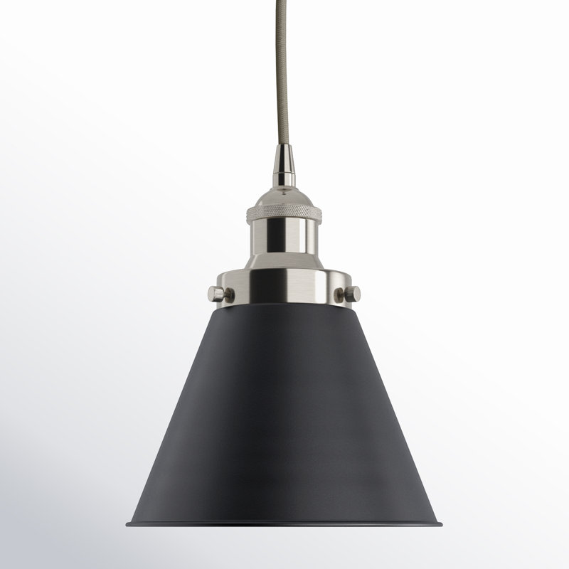 Luminaire suspendu conique à 1 lumière Rouvin, Nickel satiné brossé