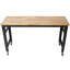 Établi - Établis roulants de 60 po de large pour le garage - Hauteur réglable, banc d'atelier, plateau en métal avec plateau en bois d'hévéa, pied martelé noir-134687720